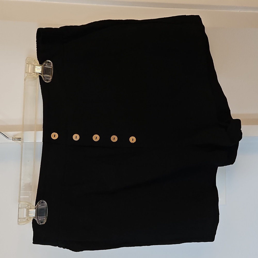 Halara Cotton Linen Feel Button Front Casual Shorts Sz L Black Elastic Wa